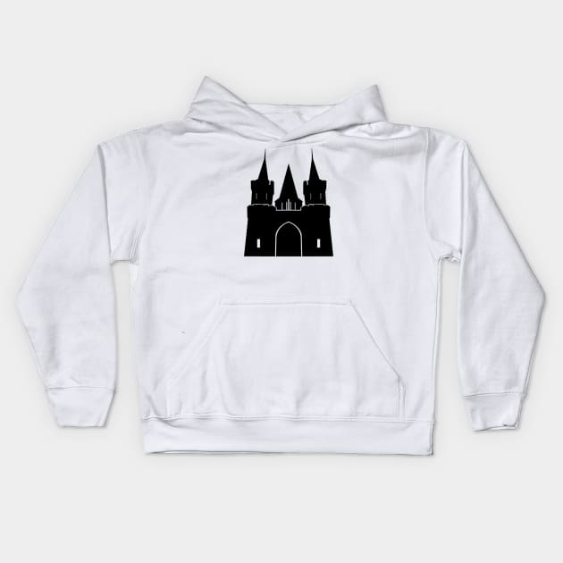 Black Castle Silhouette Icon Kids Hoodie by AustralianMate